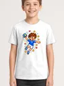 Koszulka z piłką ręczną pixel art dla chłopca biała, zdjęcie 1