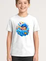 Koszulka z pływakiem pixel art dla chłopca biała dla dzieci, zdjęcie 1