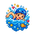 Koszulka z pływakiem pixel art dla chłopca biała dla dzieci, zdjęcie 2