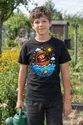 Koszulka z wędkarzem pixel art dla chłopca czarna dla dzieci, zdjęcie 8