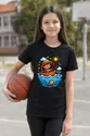 Koszulka z wędkarzem pixel art dla dziewczynki czarna, zdjęcie 7