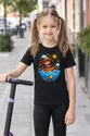 Koszulka z wędkarzem pixel art dla dziewczynki czarna, zdjęcie 8