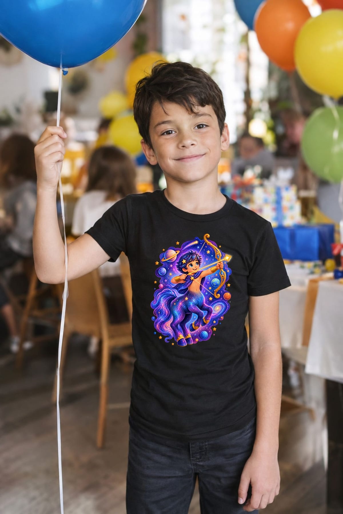 Koszulka dziecięca z centaurem dla chłopca czarna kosmiczna scena, zdjęcie 3