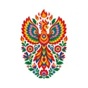 Koszulka dziecięca z feniksem dla chłopca biała ludowa wycinanka, zdjęcie 2