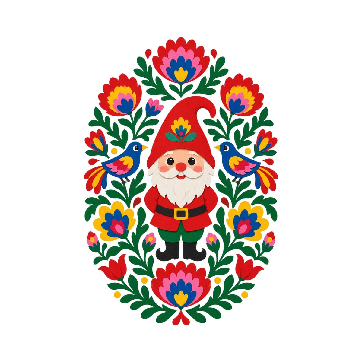 Koszulka z gnomem dla dziewczynki biała ludowa wycinanka, zdjęcie 2