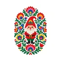 Koszulka z gnomem dla dziewczynki biała ludowa wycinanka, zdjęcie 2