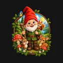Koszulka z gnomem w okrągłej scenie dla dziewczynki czarna, zdjęcie 2
