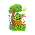 Koszulka z goblinem rysunkowym dla chłopca biała ciepły rysunek kredkami, zdjęcie 2