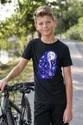 Koszulka z wilkołakiem kosmicznym dla chłopca czarna z planetami, zdjęcie 3