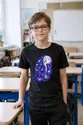 Koszulka z wilkołakiem kosmicznym dla chłopca czarna z planetami, zdjęcie 4