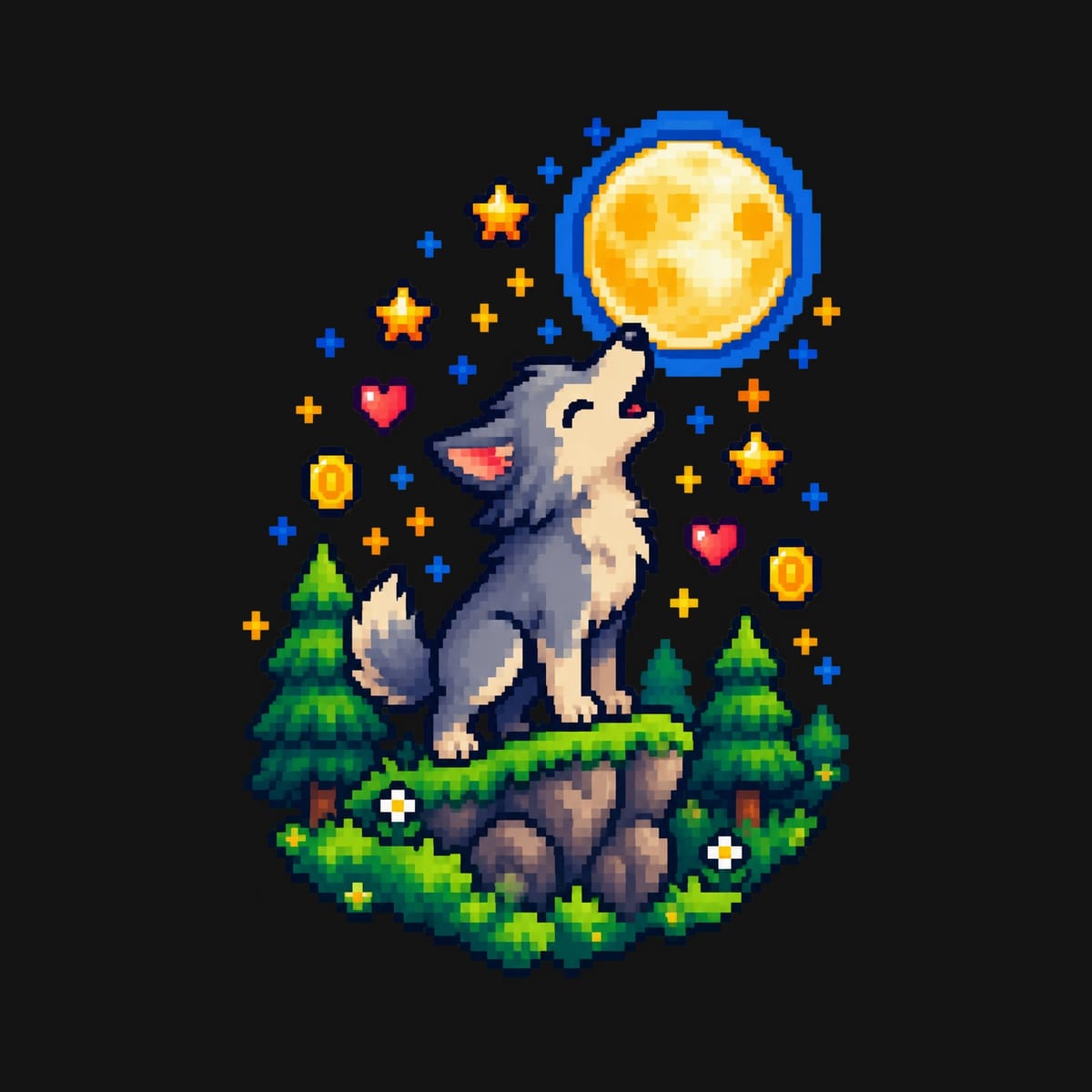 Koszulka z wilkołakiem pixel art dla chłopca czarna dla dzieci, zdjęcie 2