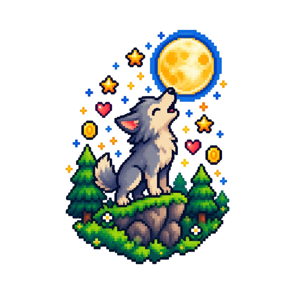 Koszulka z wilkołakiem pixel art dla chłopca biała dla dzieci, zdjęcie 2