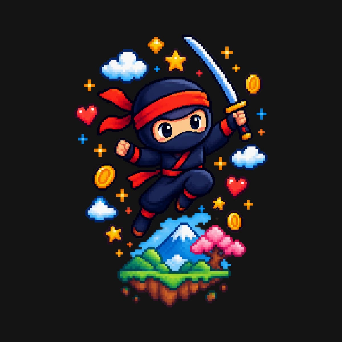 Koszulka z ninja pixel art dla chłopca czarna retro, zdjęcie 2