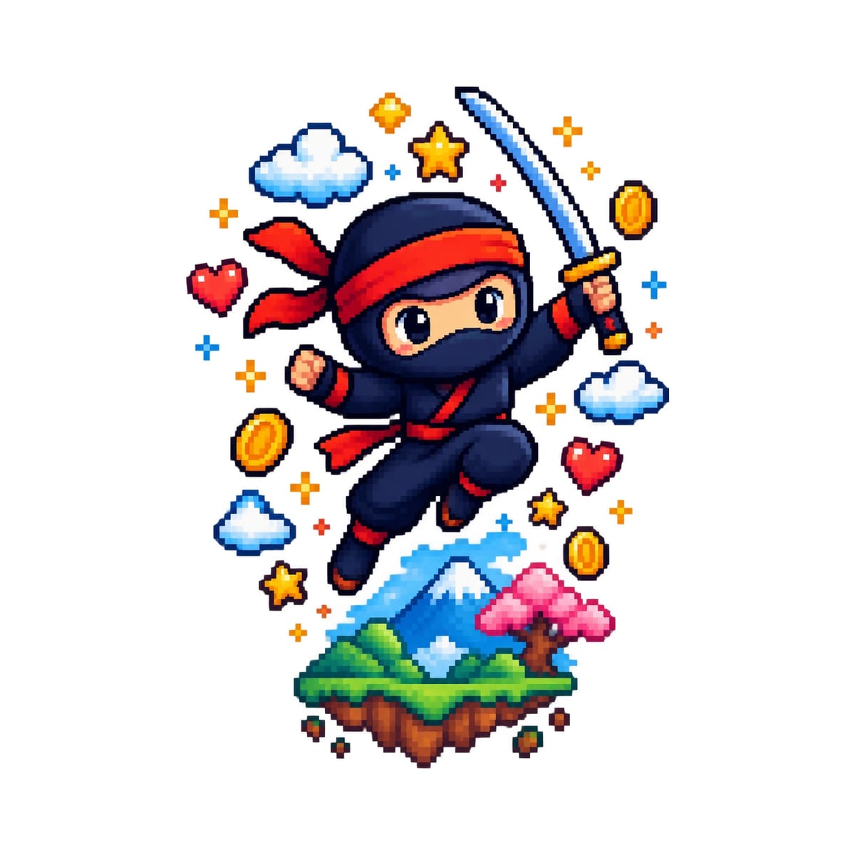 Koszulka z ninja pixel art dla chłopca biała retro, zdjęcie 2