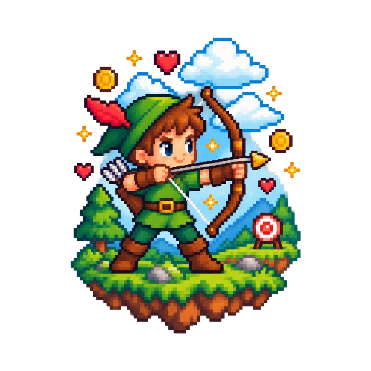 Koszulka z łucznikiem pixel art dla chłopca biała retro, zdjęcie 2
