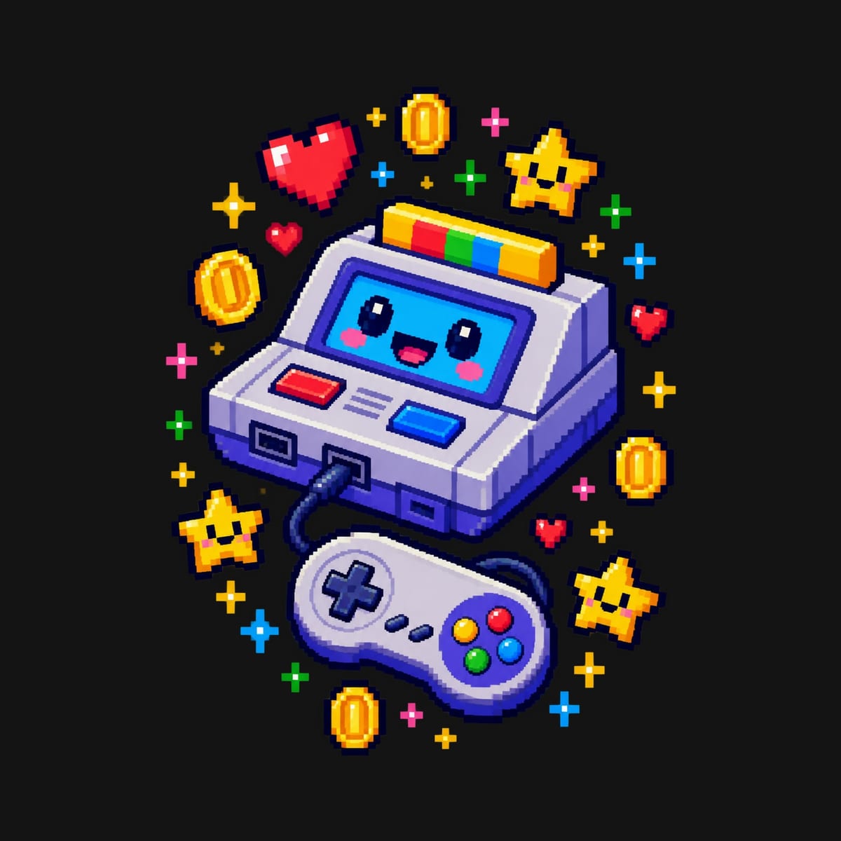 Koszulka z konsolą dla chłopca czarna pixel art w stylu retro gier, zdjęcie 2