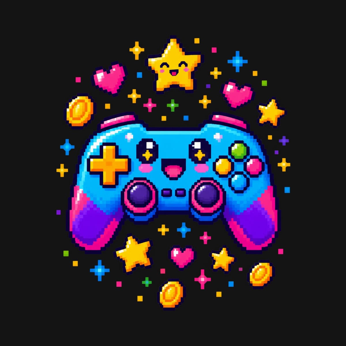 Koszulka z gamepadem dla dziewczynki czarna pixel art, zdjęcie 2