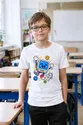 Koszulka z komputerem dla chłopca biała skaczący bajkowy komputer, zdjęcie 4