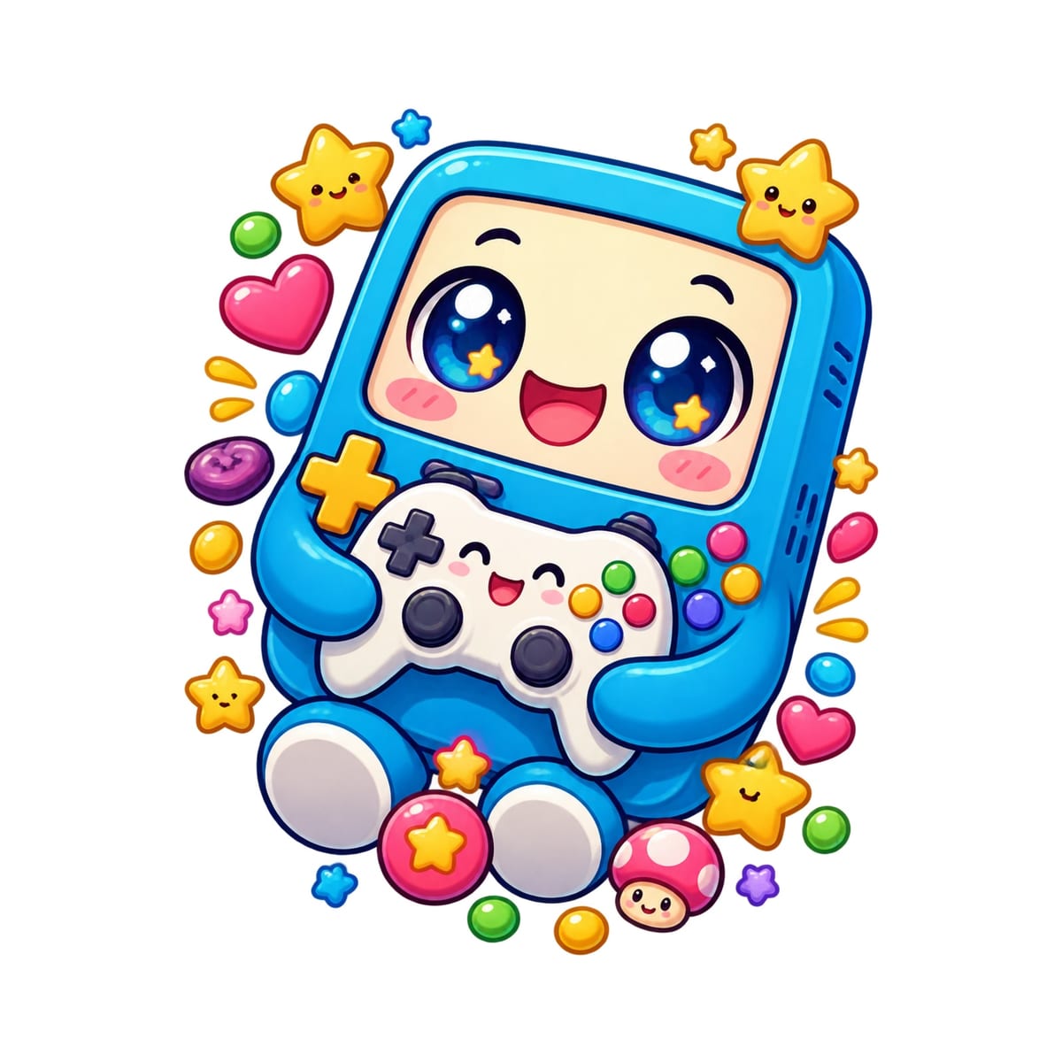 Koszulka z konsolą dla dziewczynki biała słodki kawaii styl, zdjęcie 2