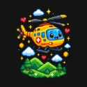 Koszulka dziecięca z helikopterem ratunkowym dla chłopca czarna pixel art, zdjęcie 2
