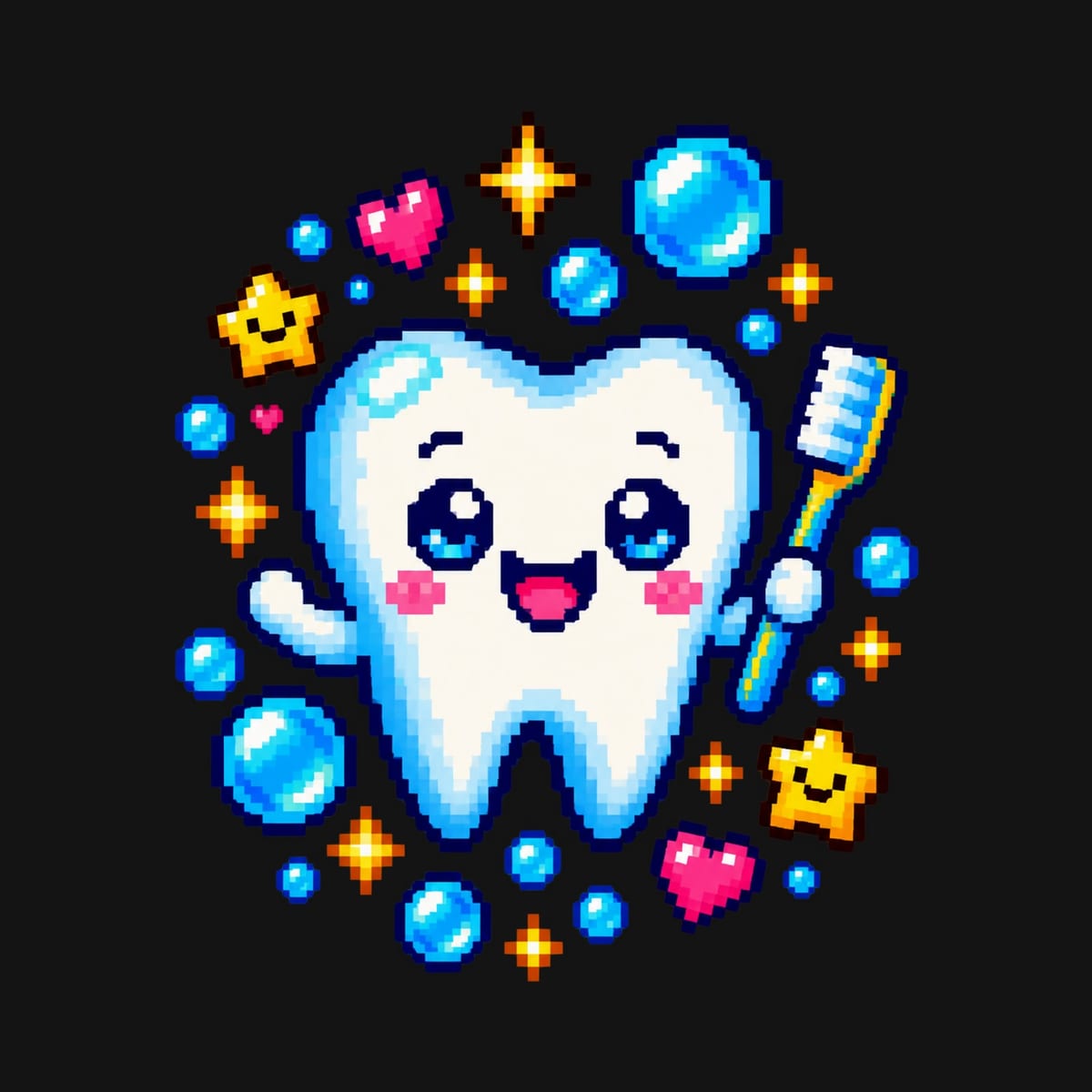Koszulka z dentystą pixel art dla chłopca czarna styl gier, zdjęcie 2