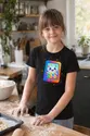 Koszulka z grą dla dzieci dla dziewczynki czarna z kolorowych kropek, zdjęcie 4