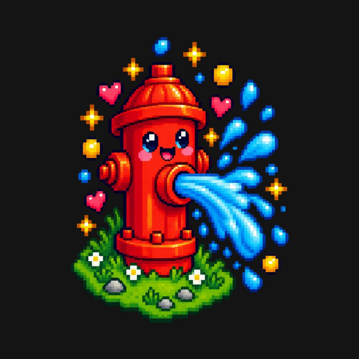 Koszulka z hydrantem pixel art dla chłopca czarna w stylu gry, zdjęcie 2