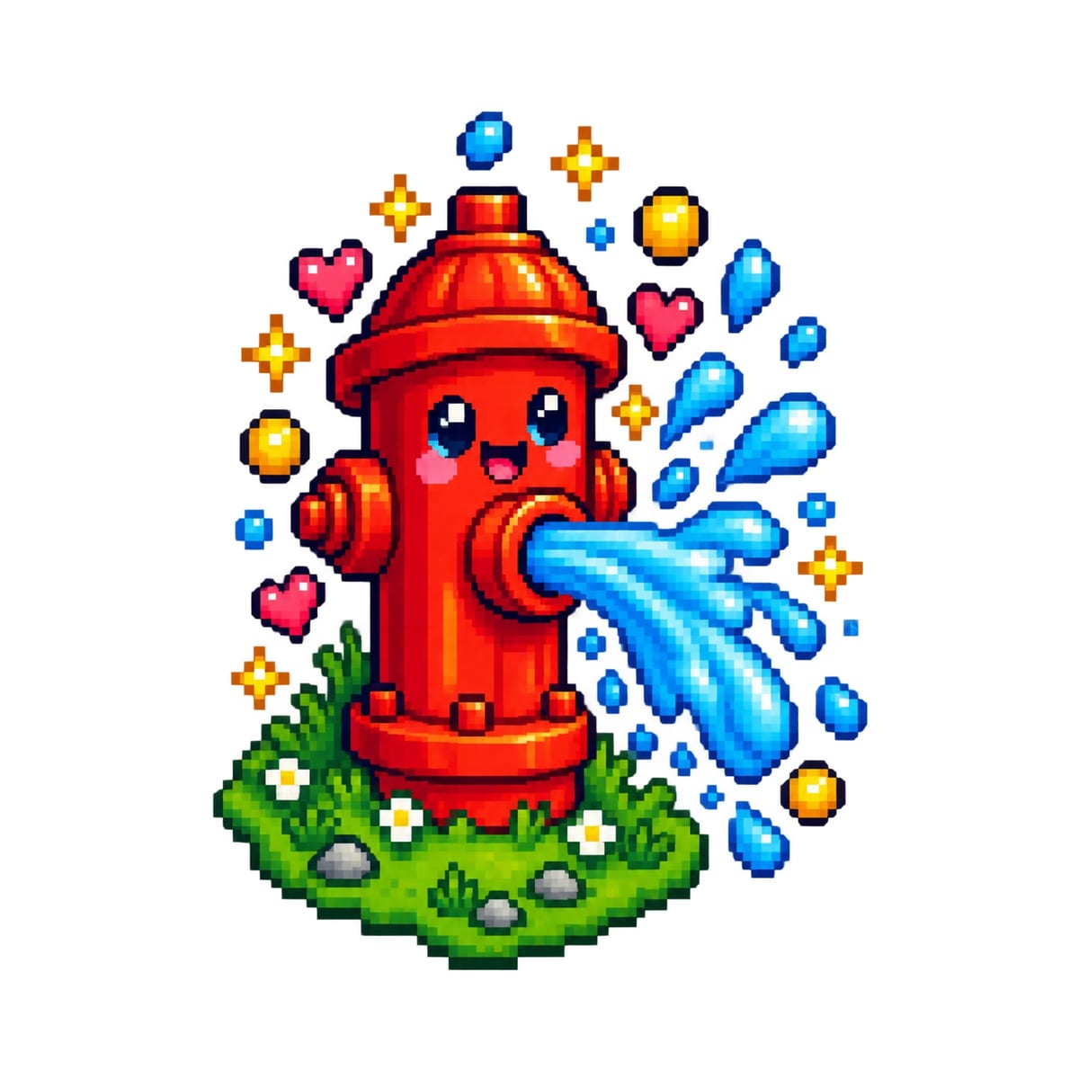 Koszulka z hydrantem pixel art dla chłopca biała w stylu gry, zdjęcie 2