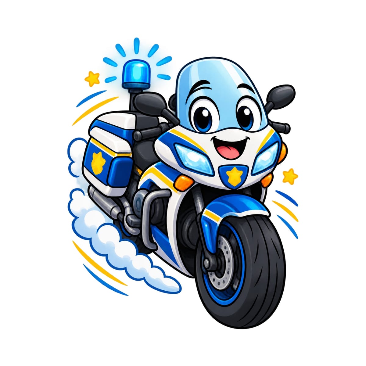 Koszulka dziecięca z motocyklem policyjnym dla chłopca biała wesoła bajkowa, zdjęcie 2