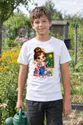 Koszulka z nauczycielem dla chłopca biała słodki styl kawaii, zdjęcie 8