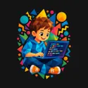 Koszulka z programistą geometryczna dla chłopca czarna styl geo, zdjęcie 2