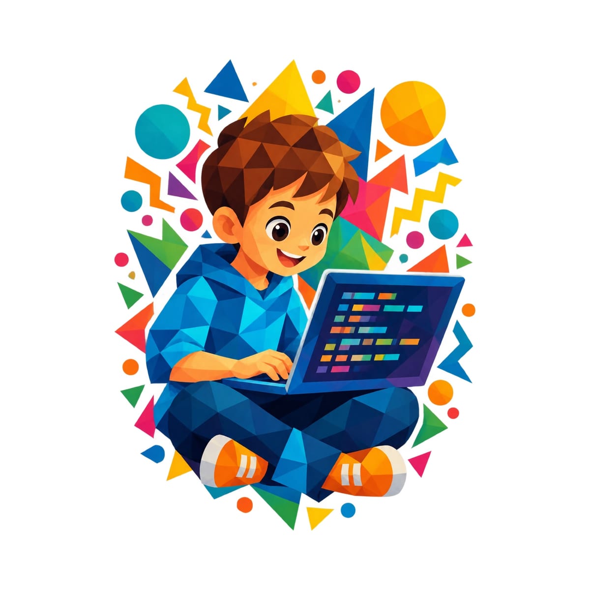 Koszulka z programistą geometryczna dla dziewczynki biała, zdjęcie 2