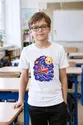 Koszulka z łodzią ratunkową dla chłopca biała kosmiczne fale, zdjęcie 3