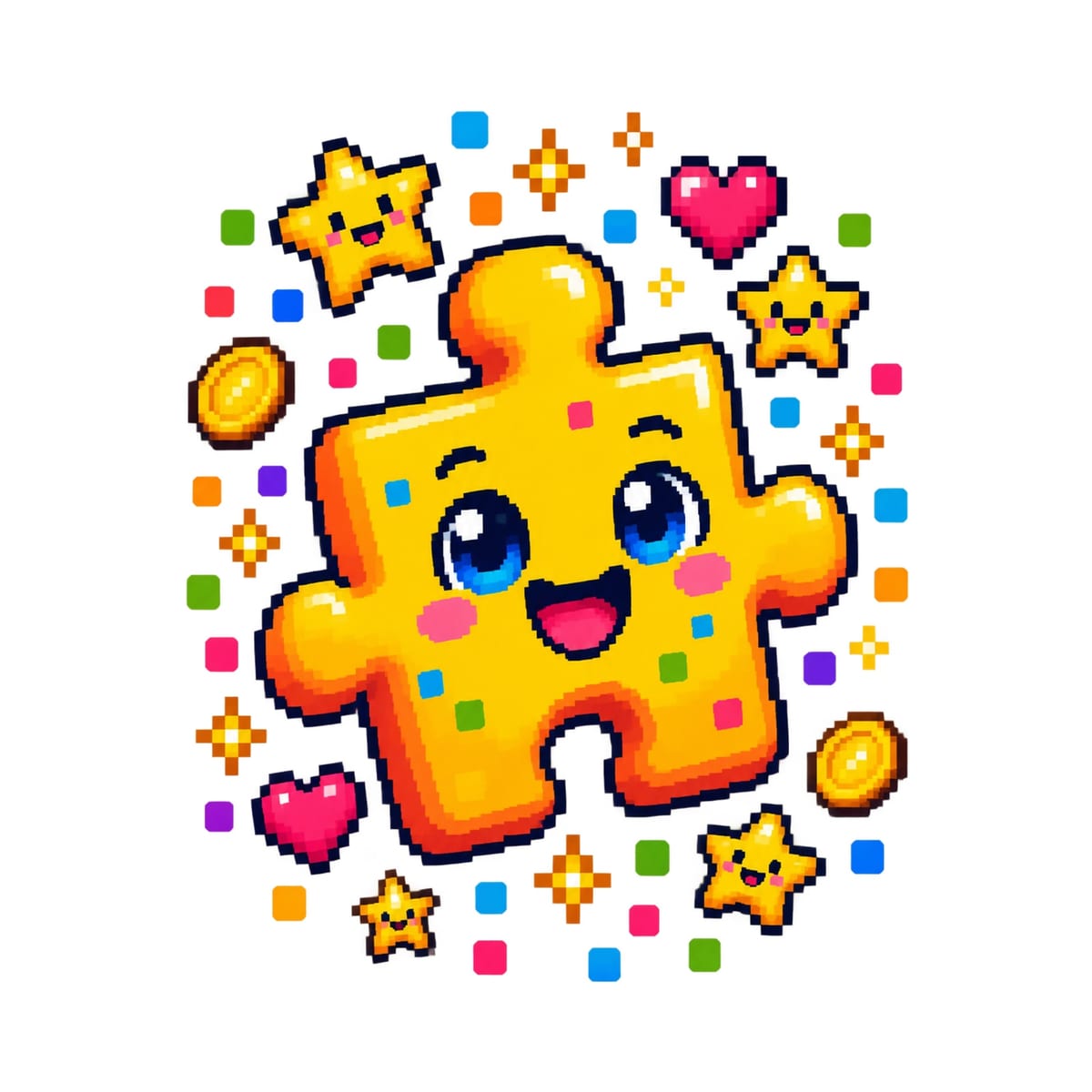 Koszulka z puzzlami dla dziewczynki biała pixel art, zdjęcie 2