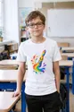 Koszulka z pędzlem z kropek dla chłopca biała z kolorowych kropek, zdjęcie 3