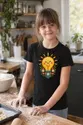 Koszulka z żarówką w kwiatach dla dziewczynki czarna haftowane wzory, zdjęcie 4