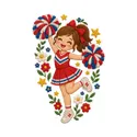Koszulka z cheerleaderką haftowana dla dziewczynki biała wygląd haftu, zdjęcie 2