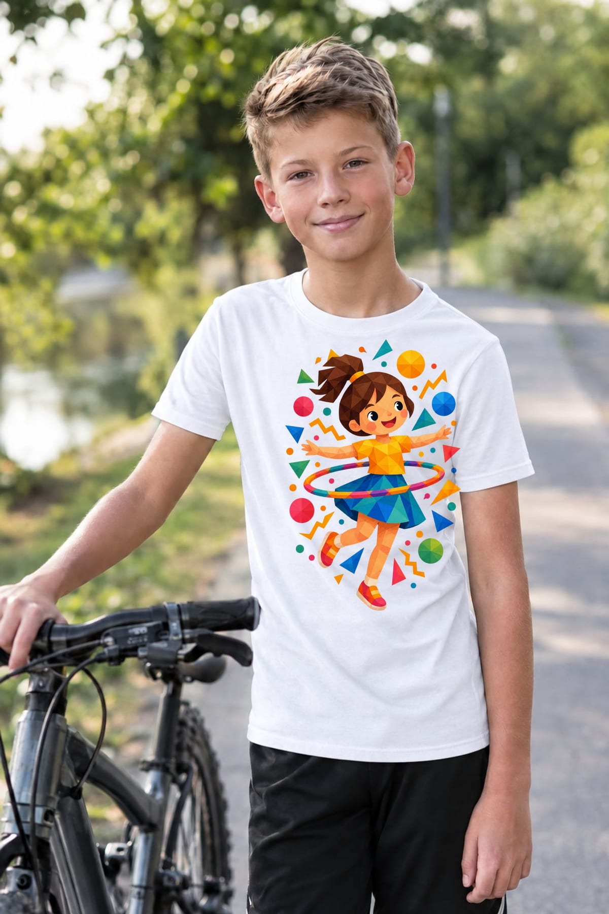 Koszulka z hula hoop geometryczna dla chłopca biała, zdjęcie 3
