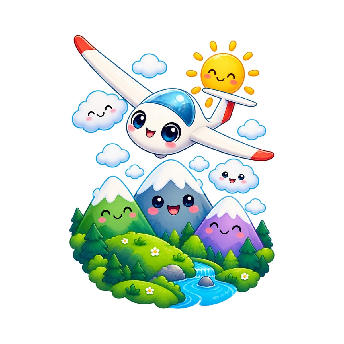 Koszulka z szybowcem dla chłopca biała słodki kawaii, zdjęcie 2