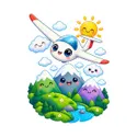 Koszulka z szybowcem dla dziewczynki biała słodki kawaii, zdjęcie 2