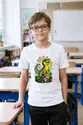 Koszulka z jaszczurką dla chłopca biała komiksowy styl, zdjęcie 4
