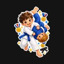 Koszulka z judoka dla dzieci dla chłopca czarna w stylu naklejki, zdjęcie 2