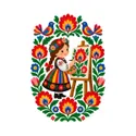 Koszulka z malarzem ludowym dla chłopca biała ludowa wycinanka, zdjęcie 2