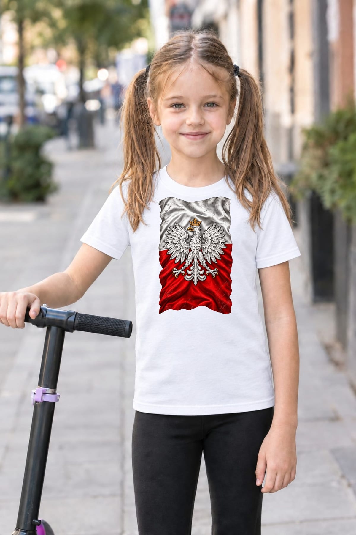 Koszulka patriotyczna dla dziecka dla dziewczynki biała orzeł, zdjęcie 3