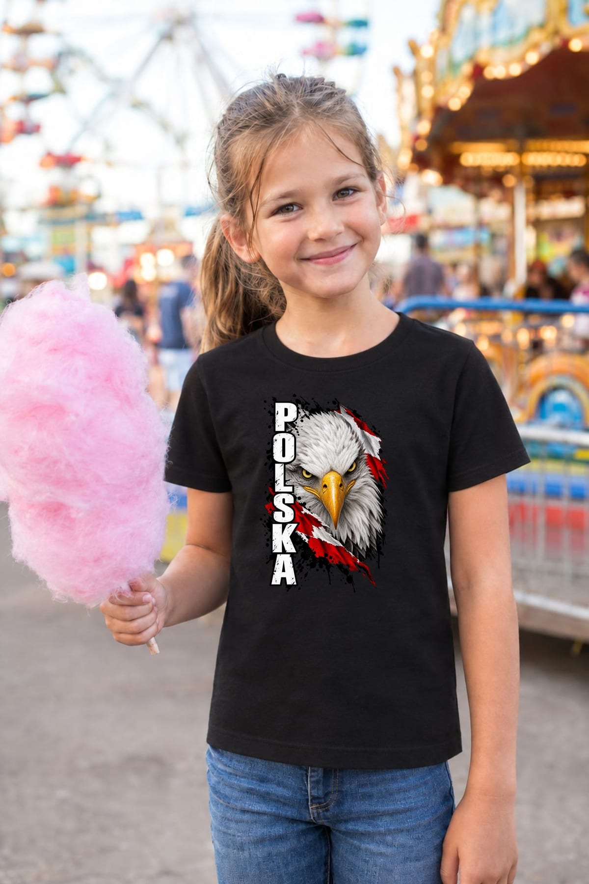 Koszulka patriotyczna dla dziewczynki czarna Polska orzeł, zdjęcie 4