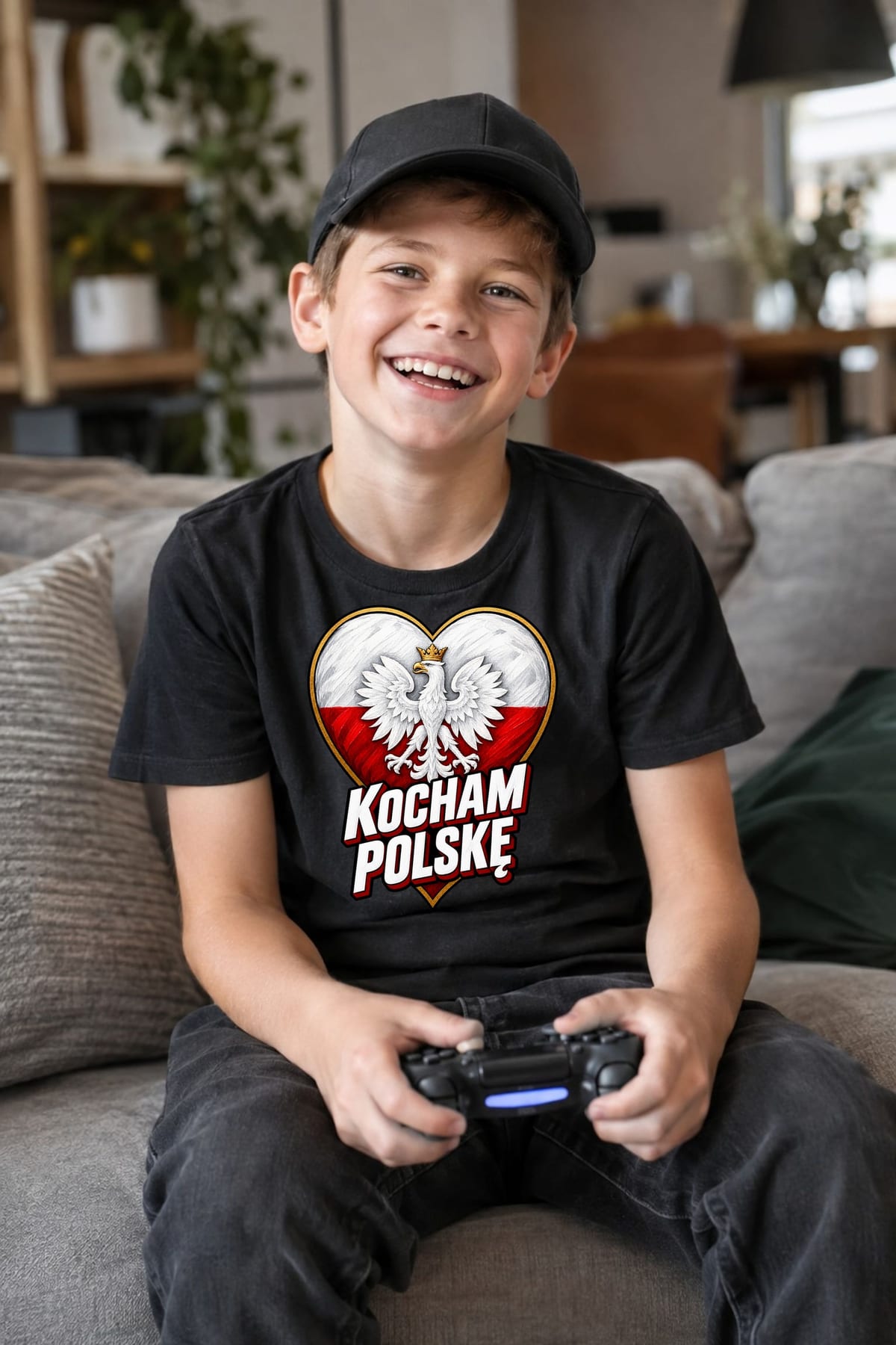 Koszulka patriotyczna dla dziecka dla chłopca czarna Kocham Polskę, zdjęcie 7