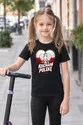 Koszulka patriotyczna dla dziecka dla dziewczynki czarna Kocham Polskę, zdjęcie 7