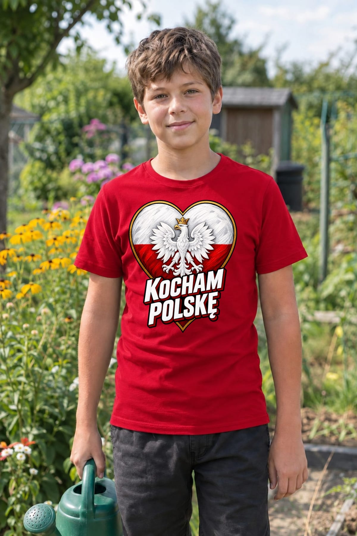 Koszulka patriotyczna dla dziecka dla chłopca czerwona Kocham Polskę, zdjęcie 5
