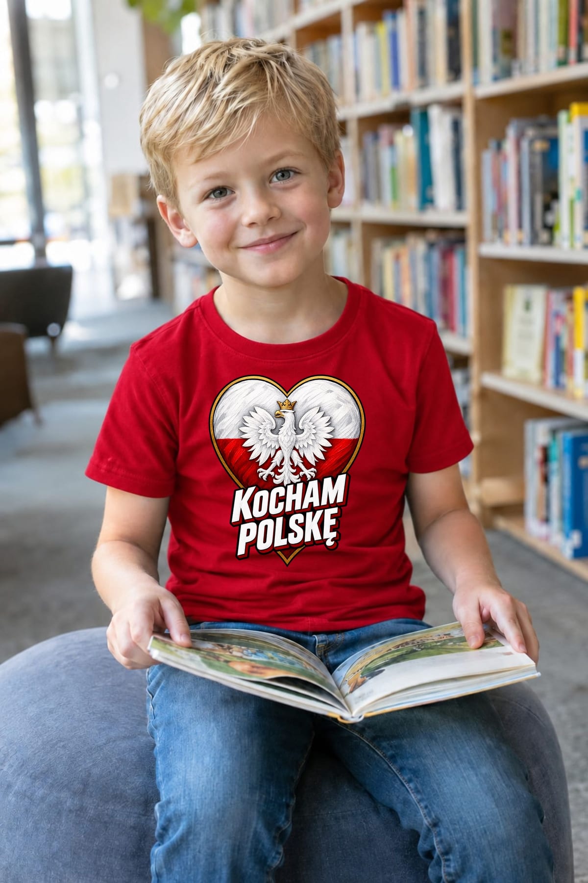 Koszulka patriotyczna dla dziecka dla chłopca czerwona Kocham Polskę, zdjęcie 6