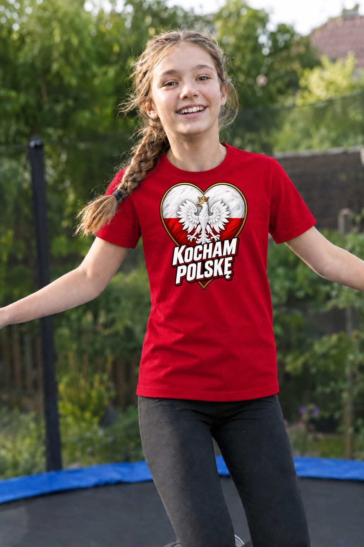 Koszulka patriotyczna dla dziecka dla dziewczynki czerwona Kocham Polskę, zdjęcie 8